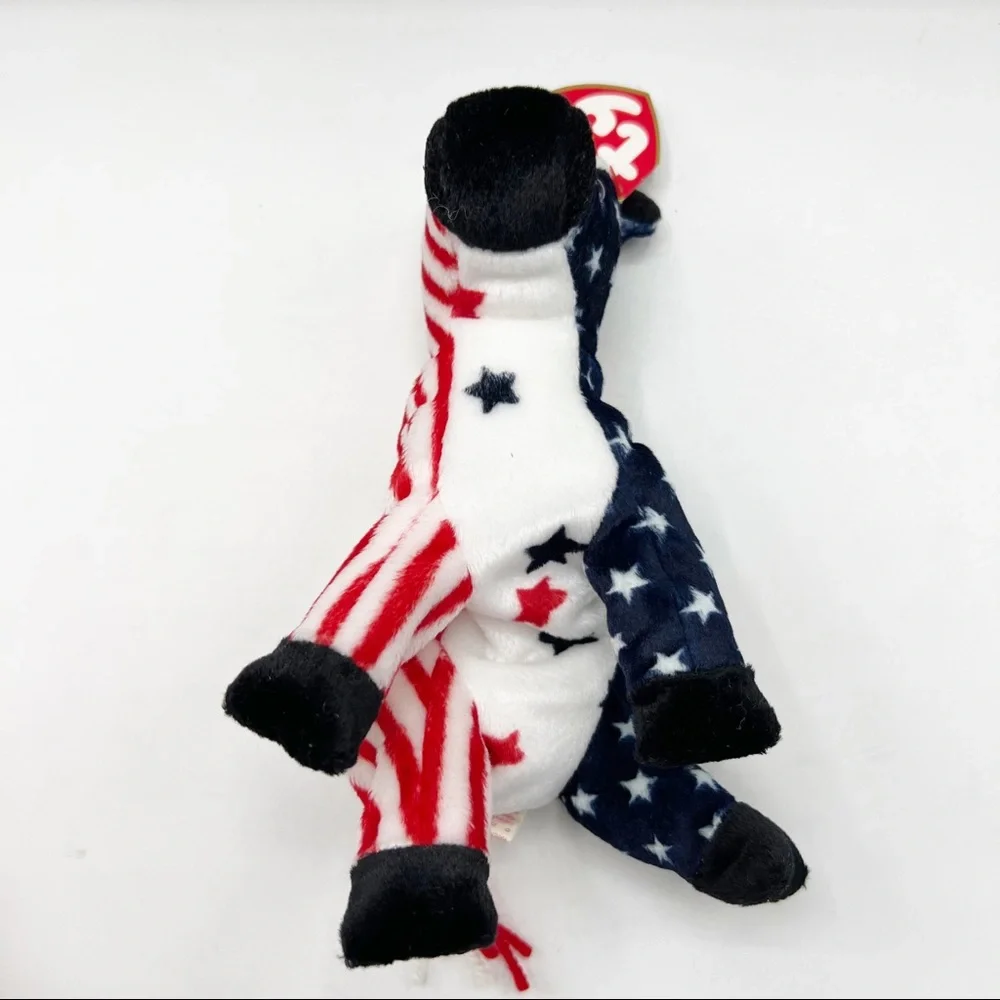 Ty Vintage 2000 Beanie LEFTY the Donkey Patriotic Red, White & Blue Plush